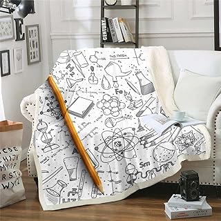 Erosebridal Chemistry Throw Blanket Chemical Equation Fleece Blanket for Kids Boys,Science Students Blanket Test Tube Microscope Chemical Equipment Blanket 50