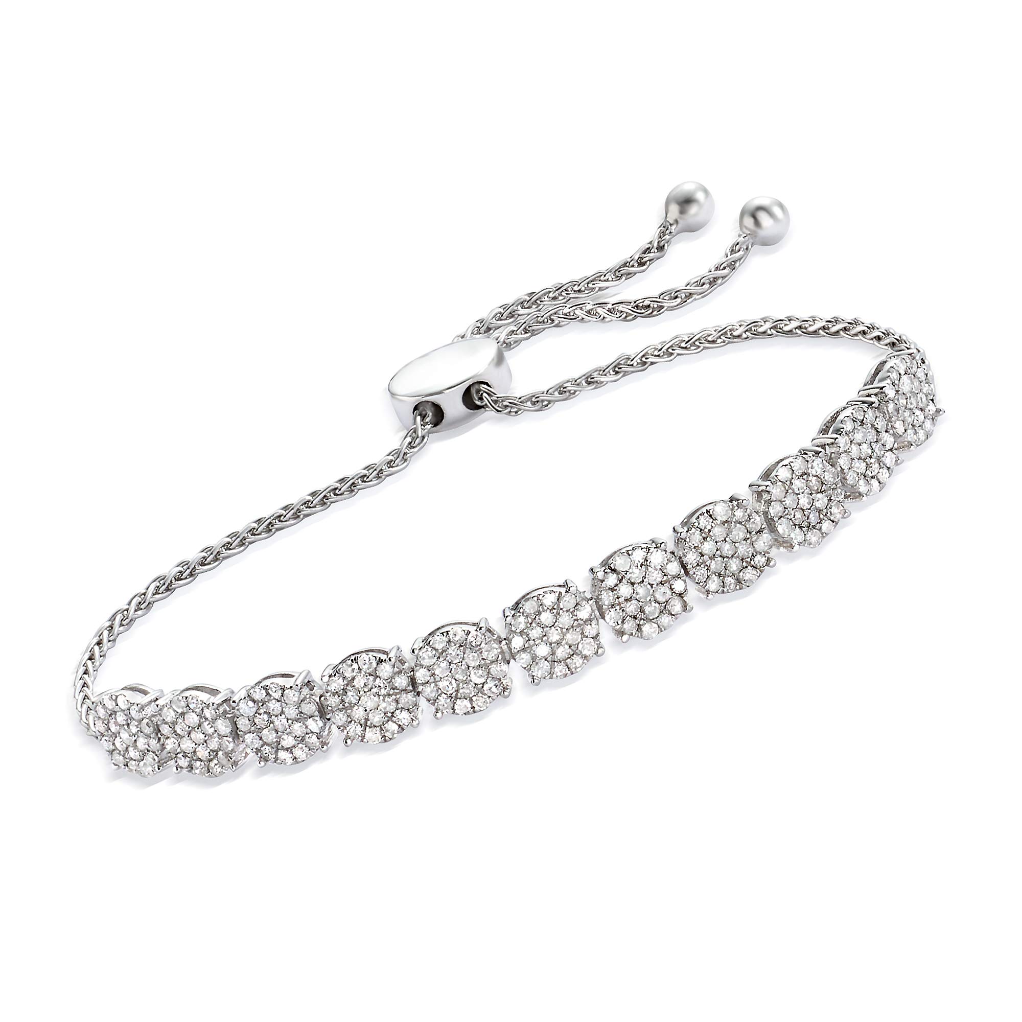 Ross-Simons2.00 ct. t.w. Diamond Cluster Bolo Bracelet in Sterling Silver