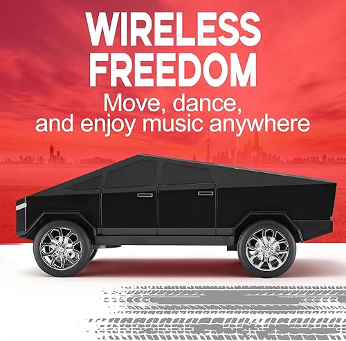 Miniatura 3 de Futuristic Shapes - Altavoz Bluetooth para camión con pantalla LED - TWS estéreo, radio FM, reproducción USBTF, faros LED, micrófono integrado,