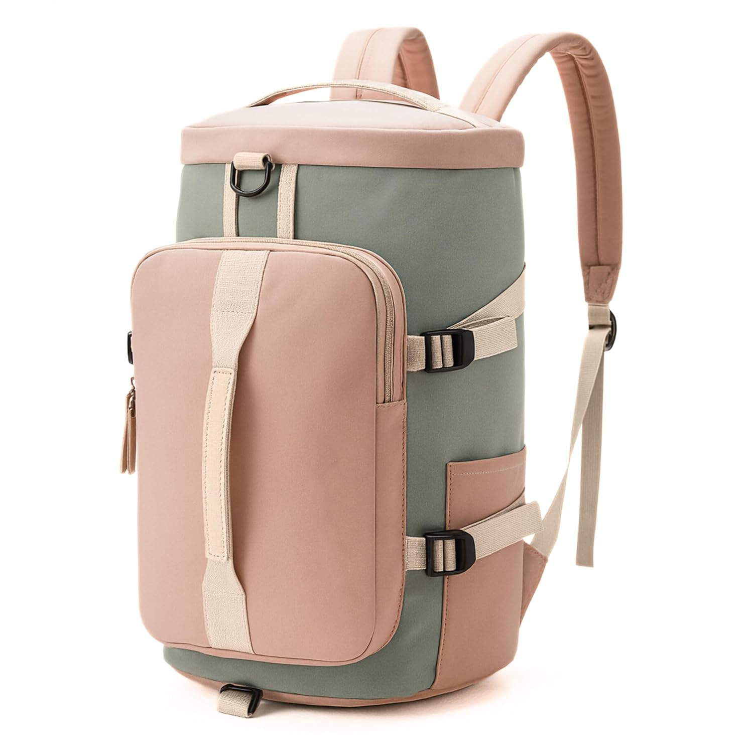 2in1 Nylon 26cm Lightweight Waterproof Backpack Duffle Bag with Shoulder Straps, Small Rucksack Travel Bag for Men & Women with Wet Pocket & Shoe Compartment(45x26x26cm) (30L Bucket,Pink/Grey) 2in1 Nylon 26cm Lightweight Waterproof Backpack Duffle Bag with Shoulder Straps, Small Rucksack Travel Bag for Men & Women with Wet Pocket & Shoe Compartment(45x26x26cm) (30L Bucket,Pink/Grey)