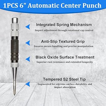 3PCS 6 and 5 Automatic Center Punch with 3PCS Replacement Tip