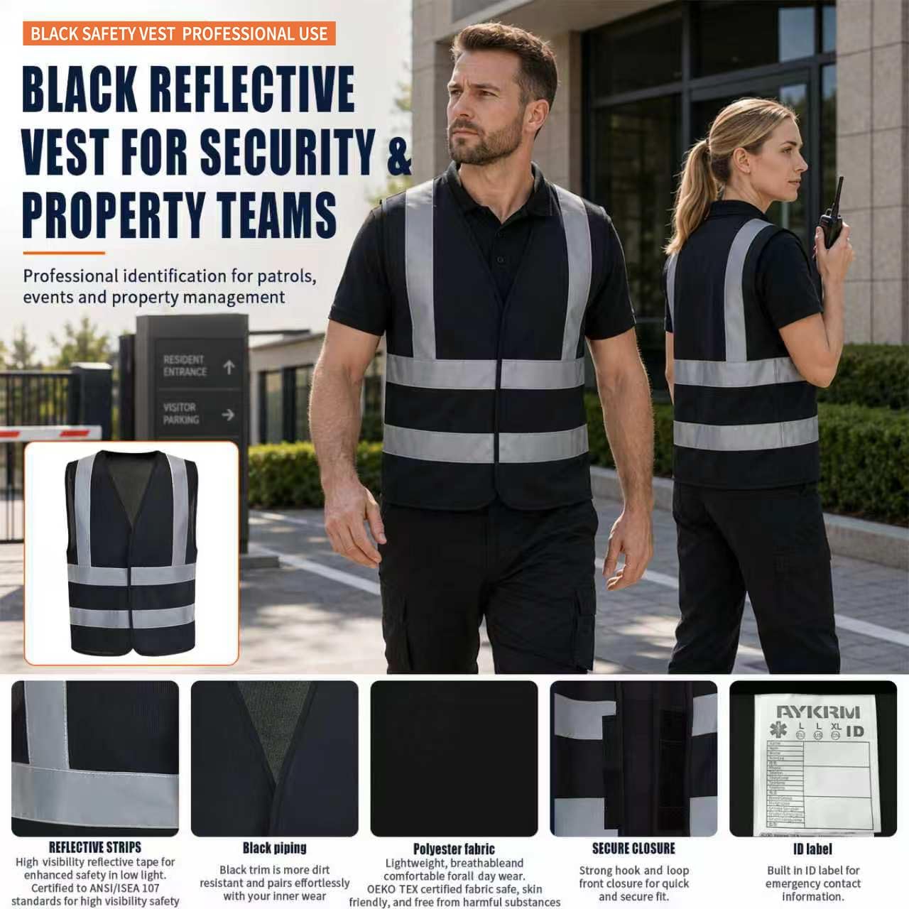 AYKRM 12 colour High visibility viz vest hi vis viz reflective work construction safety vest (XS-8XL) image 2