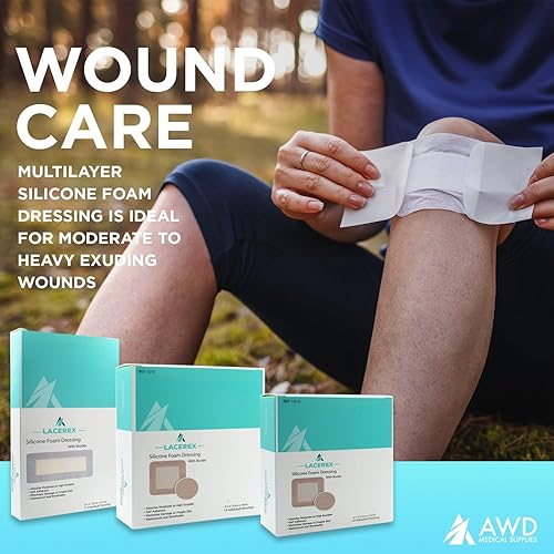 Miniatura 4 de Apósito de espuma de silicona para heridas de alto exudado (regular 4 x 4 pulgadas)