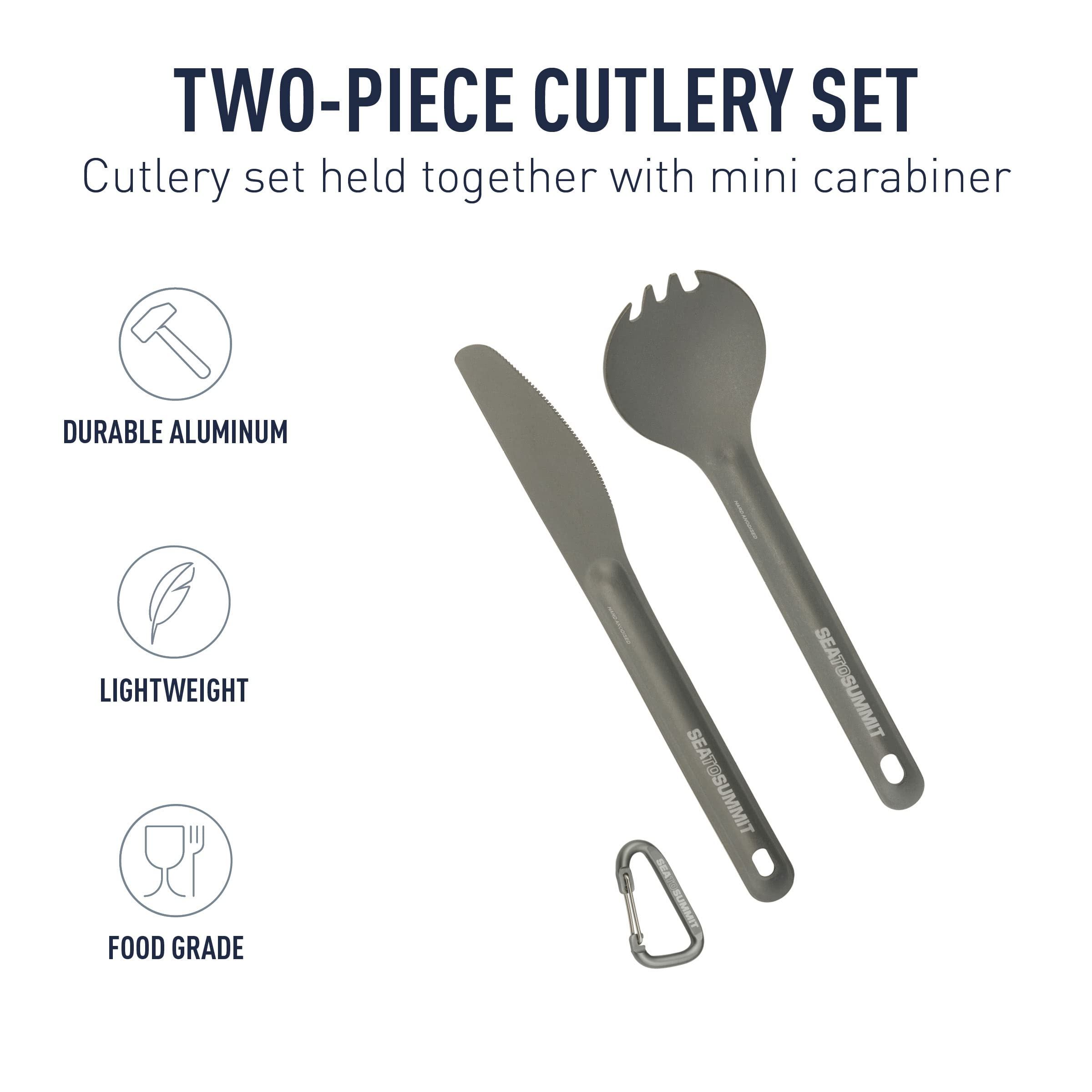 Sea to Summit Alpha Light Aluminum Camping Cutlery Set, Knife, Spork