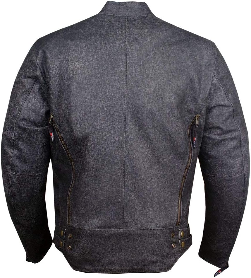 Men's Vintage Motorcycle Jacket Distress 100% Natural Cowhide Leather Premium CE Armor Removable Quilted Liner Street Cruiser Ventilated Biker All Weather Cafe Racer Jacket L : Automotive