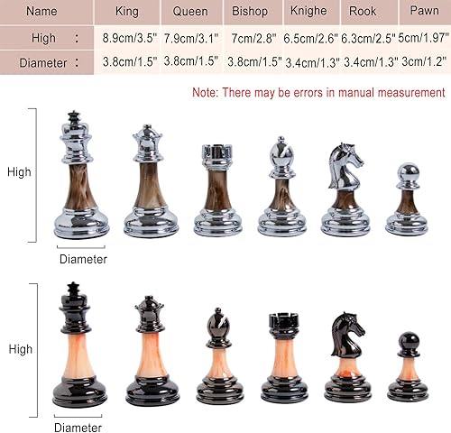 Miniatura 5 de Juego de ajedrez de metal para adultos y niños, tablero de ajedrez de lujo con aleación de zinc y piezas de ajedrez acrílicas, juego de tablero de