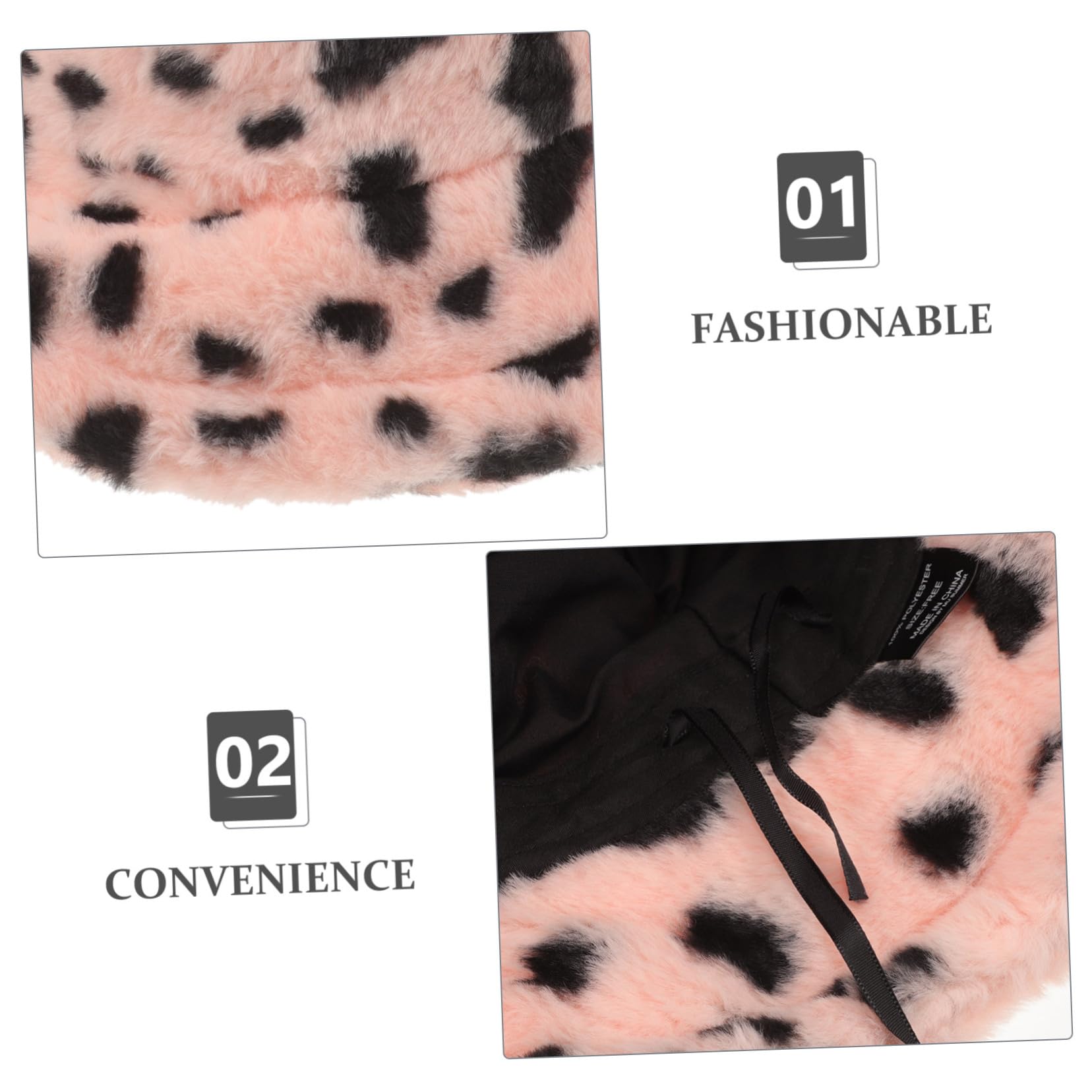 COLLBATH Rabbit Hair Bucket Hat Women's Hat Cozy Plush Cap Large Size Fashionable Bucket Cap