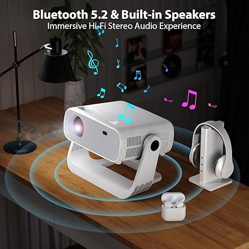 Miniatura 7 de Nuevo proyector inteligente 2025 con WiFi 6 y aplicaciones Bluetooth integradas, mini proyector portátil para dormitorio, soporte nativo 1080P 4K,