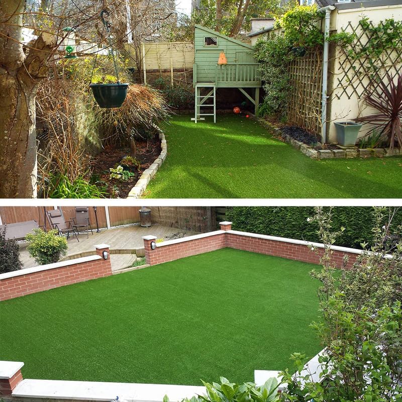 Artificial Grass Rug Realistic Indoor/Outdoor Fake Grass 1.38" Pile Height Synthetic Grass Rug 1FTX14FT with Drainage Holes Faux Grass Astroturf Carpet Pet Turf Mat for Potty Training Rug