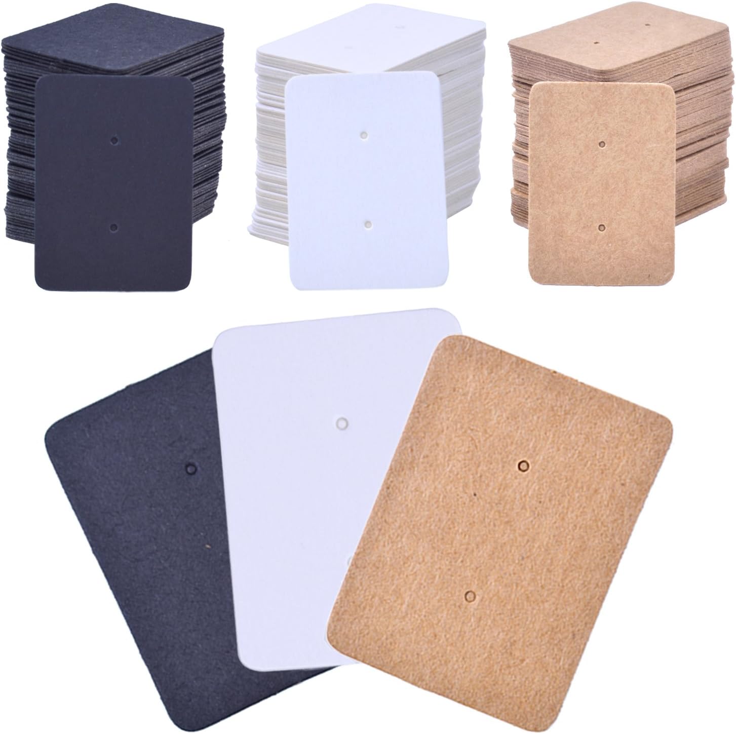 BronaGrand 300 Pcs Paper Earring Tags Mini Rectangle Ear Stud Display Cards Hanging Holder, 1" x 1.4"