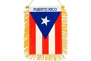 Anley Puerto Rican Mini Flag Car Mirror Décor, 4 x 6 Inch