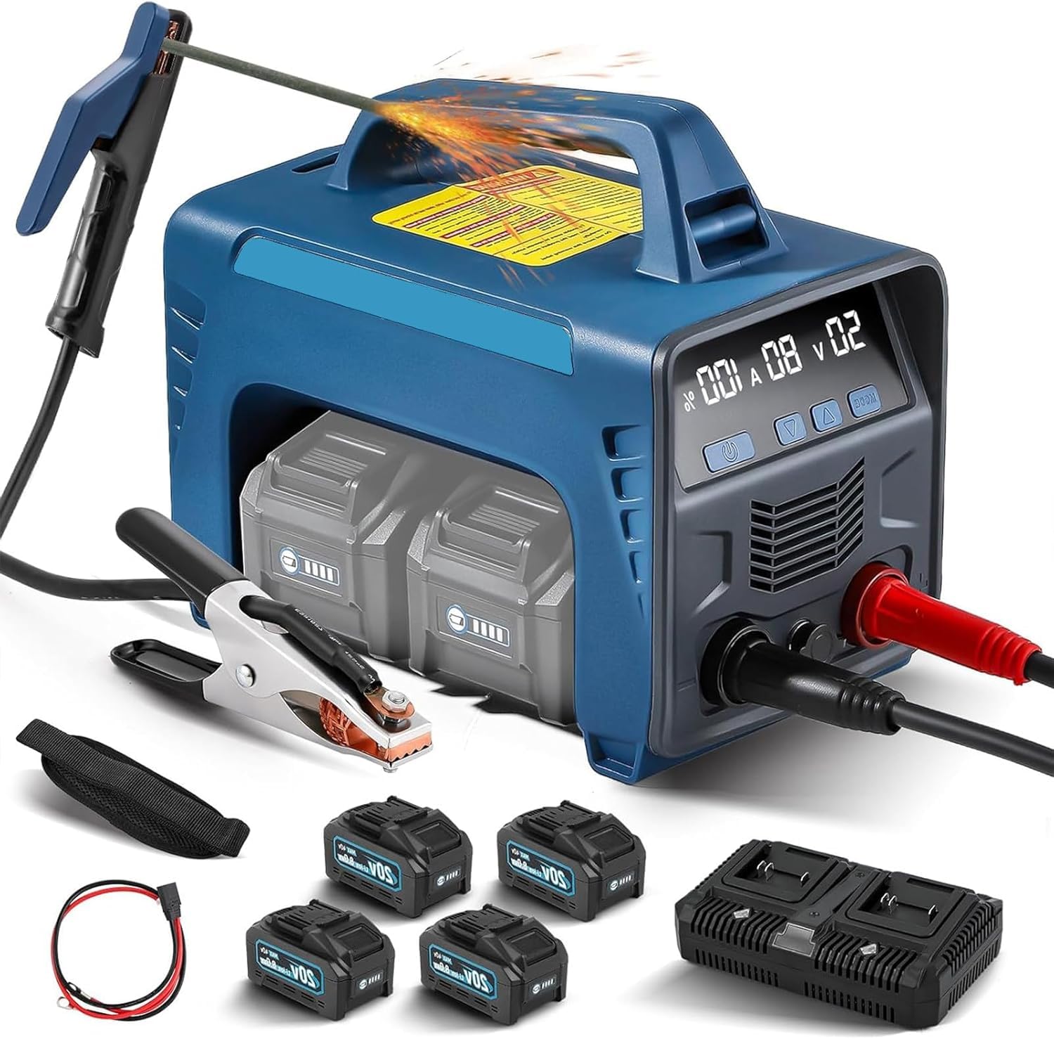 Saldatrice A Batteria, 160A Saldatrice a Elettrodi, Display Digitale Intelligente, Letture Precise, con Funzioni ‌Inizio Caldo, Protezioni Multiple, per Saldatura di Tubi Quadrati