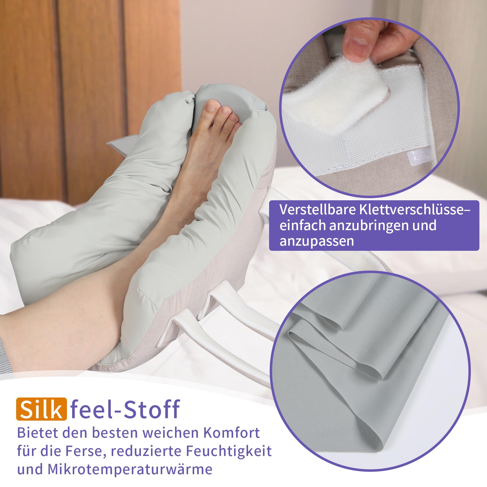 Protector de talón, cojín antipuntos de presión, almohadillas para pies para pacientes postrados en cama, cojín para tobillo, protector de talón para dolor de talón (cantidad: 1 unidad)