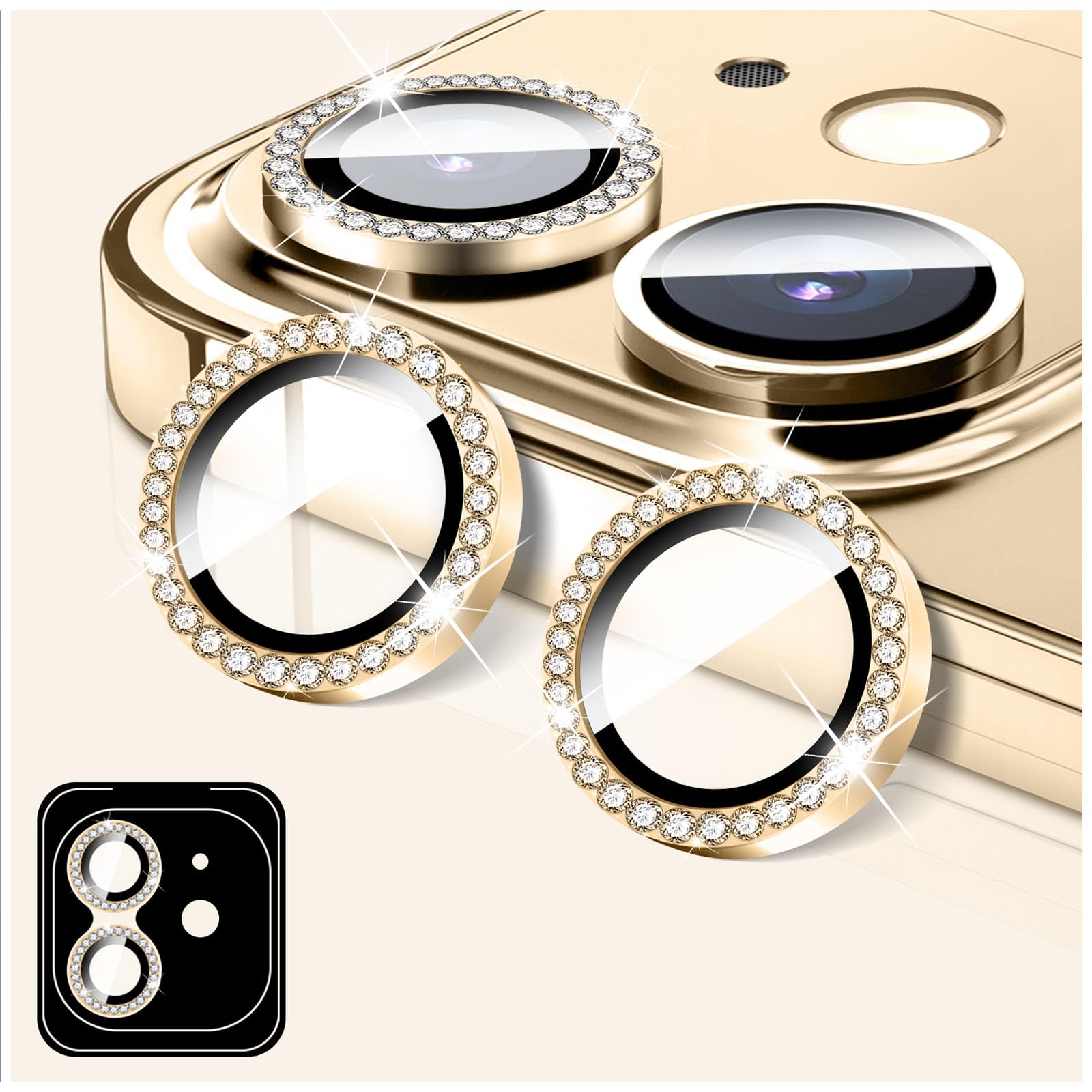 LucBuy Diamond Camera Lens Protector for iPhone 11, Sparkling Camera Lens Cover Film Stickers, Tempered Glass Screen Cover, Individual Auto-Align