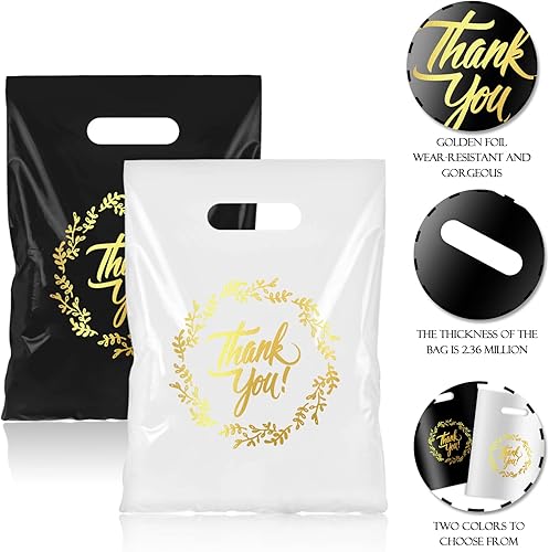 Miniatura 3 de 100 bolsas de plástico de 15 x 18 pulgadas, color rosa y morado, bolsas de plástico para compras al por menor, bolsas de regalo de agradecimiento de