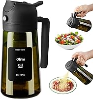 SWEETVIEW 16oz Glass Olive Oil Sprayer Dispenser - Light-Proof 2-in-1 Pourer for Kitchen, Air Fryer, Salads & BBQ
