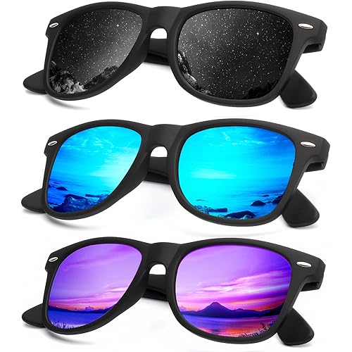 KALIYADI Polarized Sunglasses for Men and Women Matte Finish Sun glasses Color Mirror Lens UV Blocking (3 Pack)