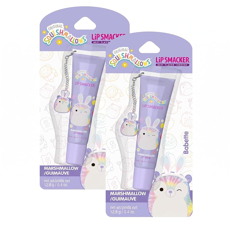 Lip Smacker Squishmallows Bálsamo Labial Marshmallow Babette com Pingente, Pacote com 2
