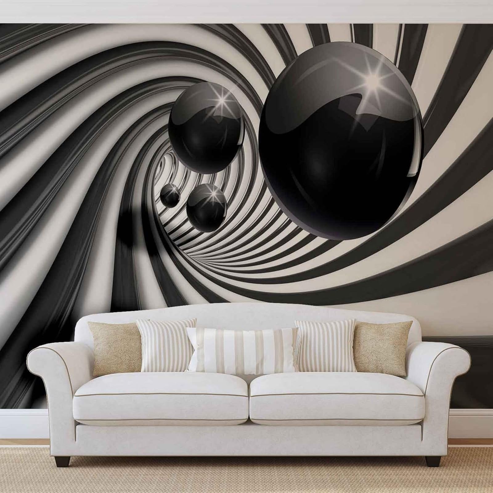 Kfjhgbdshhj 3D Mural Photo Mural-Wallpaper 3D Black And White Tunnel Mural,430Cmx300cm Poster - Wall Sticker - Frameless Picture