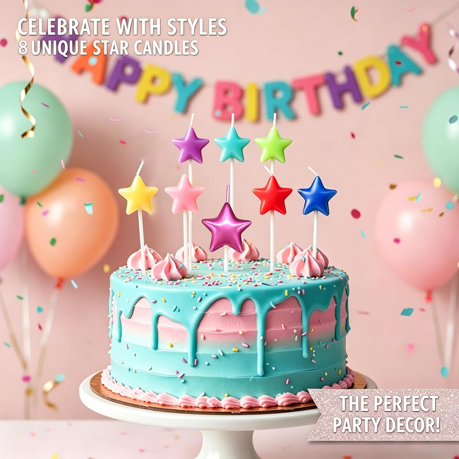 16 Pack Star Shaped Birthday Candles for Cake, Macaron Birthday Candle for Cake Decoration and Party Use (Pastel Tones) image 5