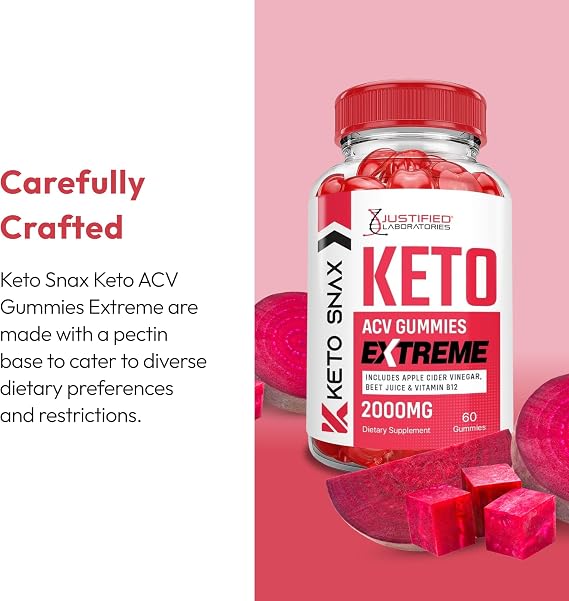 Justified Laboratories Keto Snax Keto ACV Gummies Extreme (2000 mg) - 60 Count, Pack of 3 - Formulated with Apple Cider Vinegar, Folate & Vitamin B12 - Non-GMO, Vegan, Gluten Free - 90 Servings