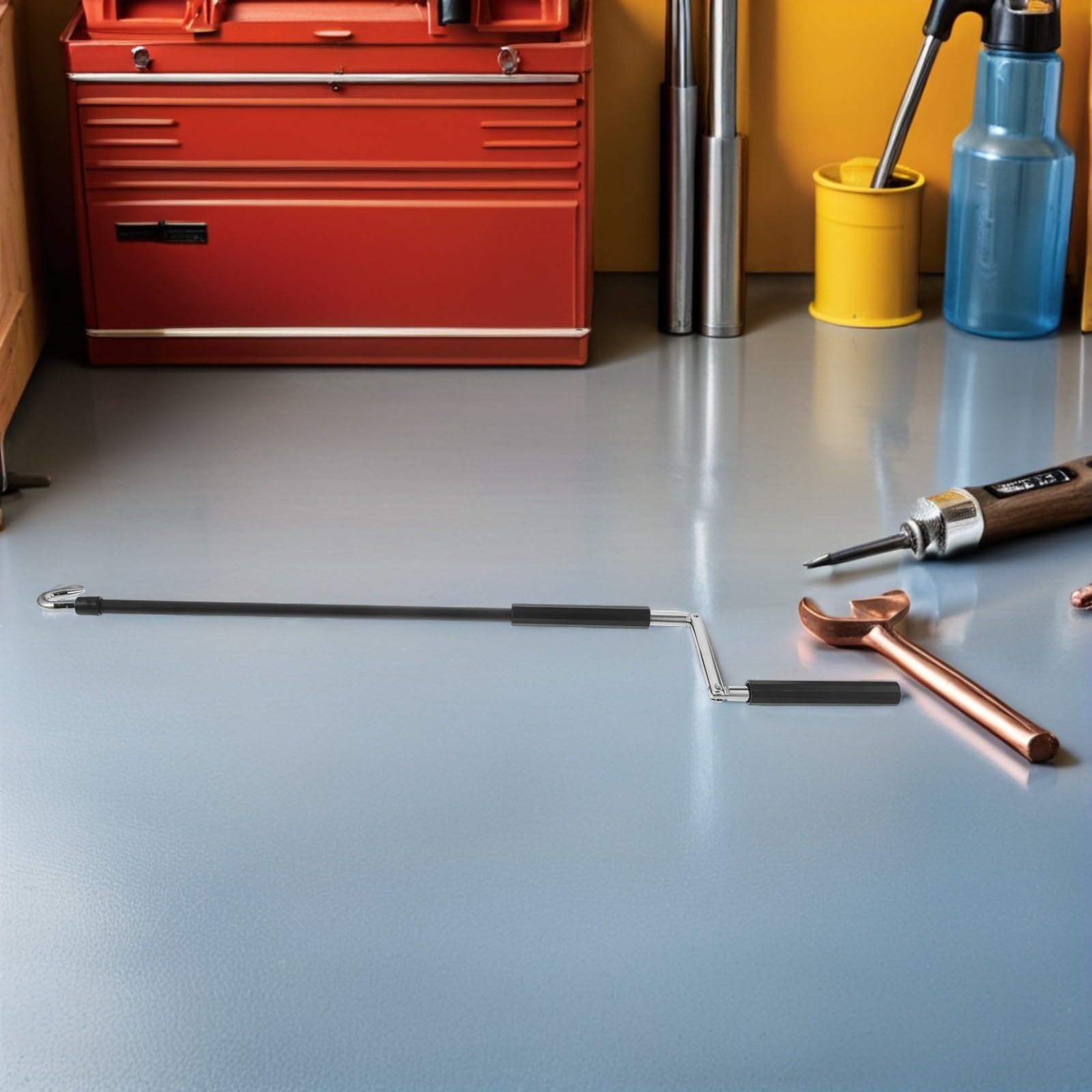 POPETPOP Manivelle Store Banne, Baguette à Manivelle en Fer Noir 59,5cm, Mécanisme Fluide pour Pergolas et Gazebos, Remplacement Pratique