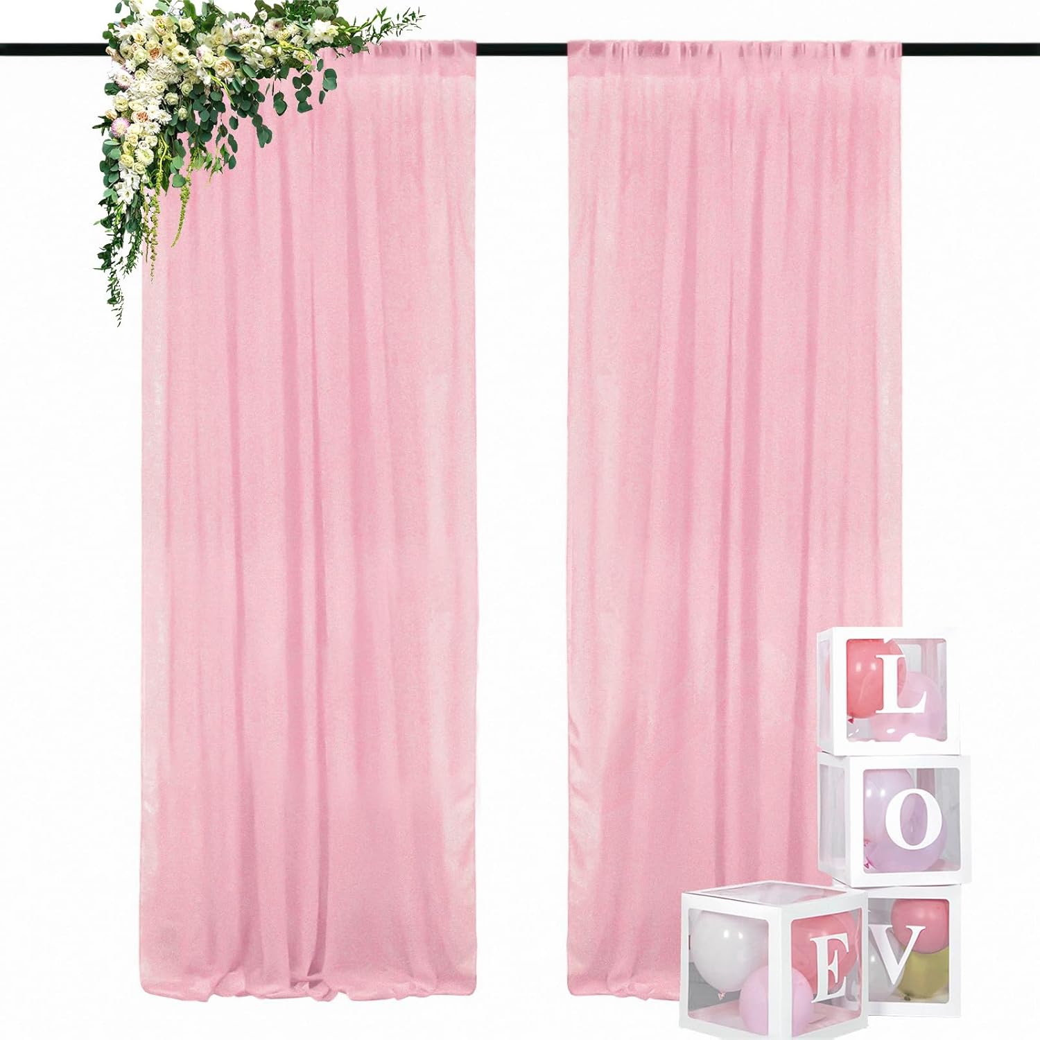DUOBAO Hot Pink Chiffon Curtains 2 Panels 58 Inch (150cm Wide) by 120 Inches (300cm Long) Fuchsia Wedding Sheer Backdrop Drapes Beach Drape for Living Room Voile Window Curtain (5FTx10FT)