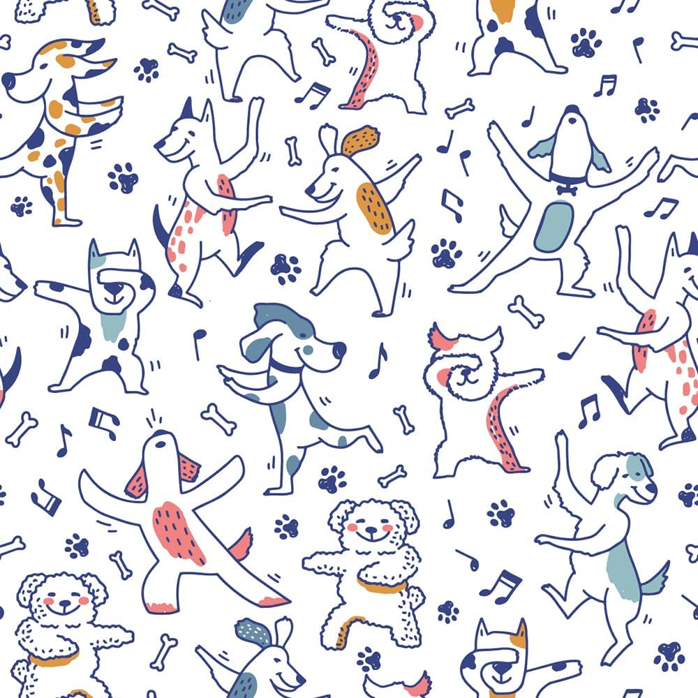Peel and Stick Wallpaper, Vintage Dog Design, Self-Adhesive, Removable, for Decorative Bedroom Bathroom Home Wall (17.3"x236")