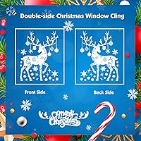 Vista 3 de 219 calcomanías de Navidad para ventanas, copos de nieve, decoración de Navidad, para interiores, con árbol de Navidad, Papá Noel, reno, decoración