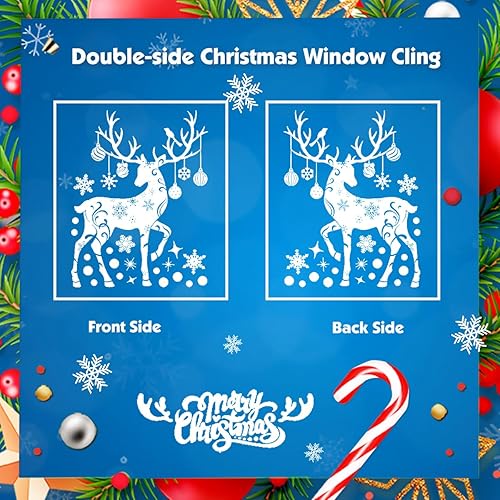 Miniatura 3 de 219 calcomanías de Navidad para ventanas, copos de nieve, decoración de Navidad, para interiores, con árbol de Navidad, Papá Noel, reno, decoración
