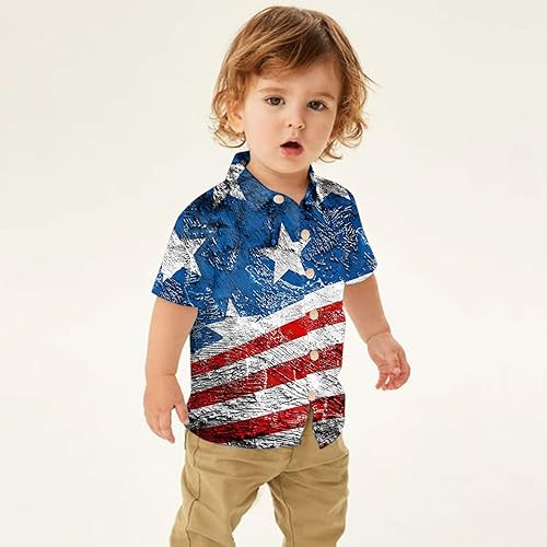 Miniatura 3 de Camiseta para niños pequeños con la bandera estadounidense del Día de la Independencia con estrellas y rayas, camiseta patriótica del 4 de julio,