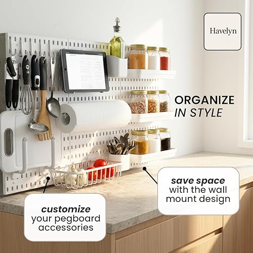 Miniatura 3 de Organizador modular de tablero de clavijas de cocina montado en la pared, juego de lujo