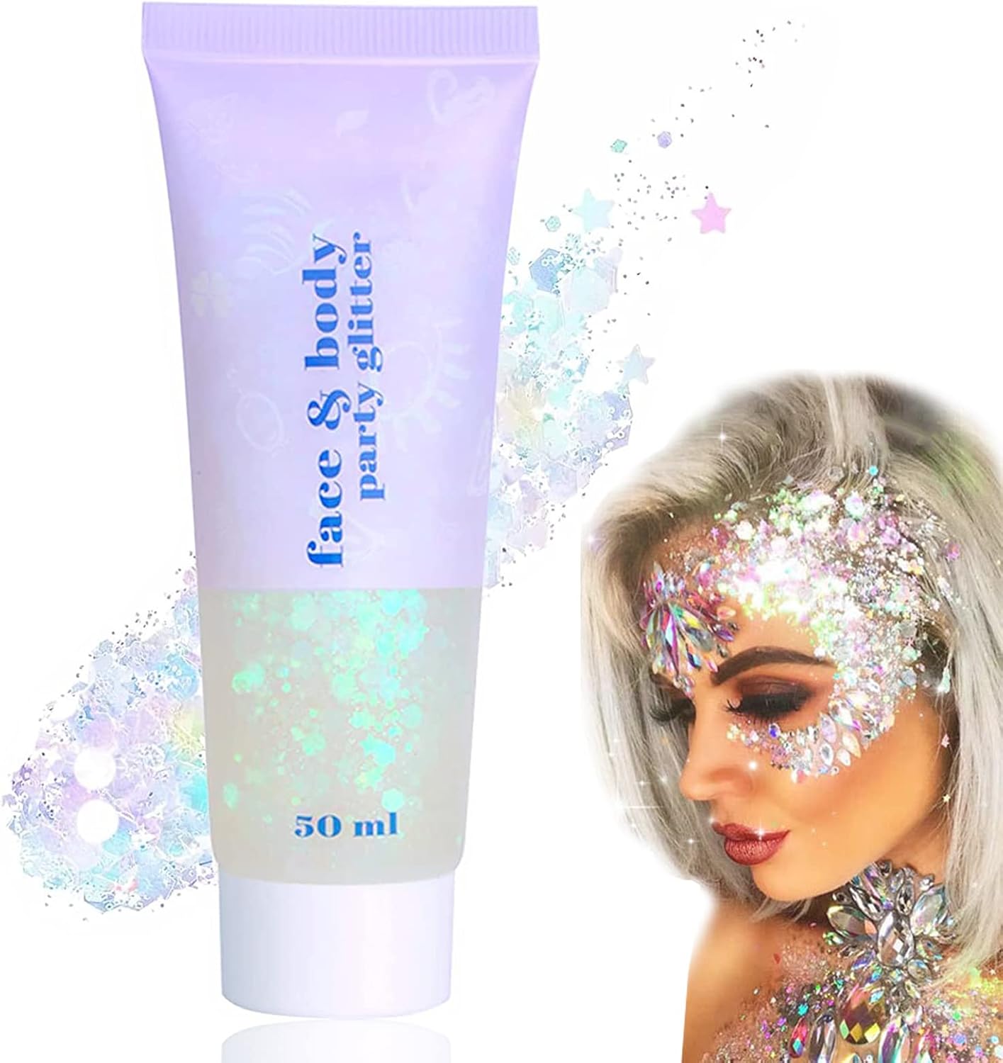Body Glitter Gel, 50ml Face Glitters Body Gel Sequins Shimmer Liquid