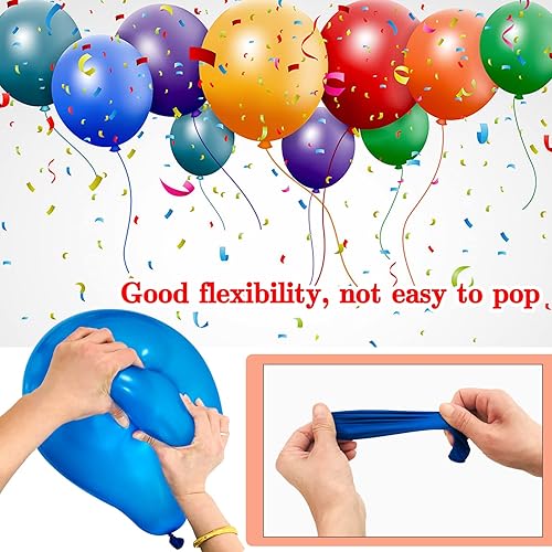 Miniatura 4 de Globos de látex azul real de 12 pulgadas, globos de confeti azul perla, globos de fiesta azul claro real para suministros de decoración de fiesta de