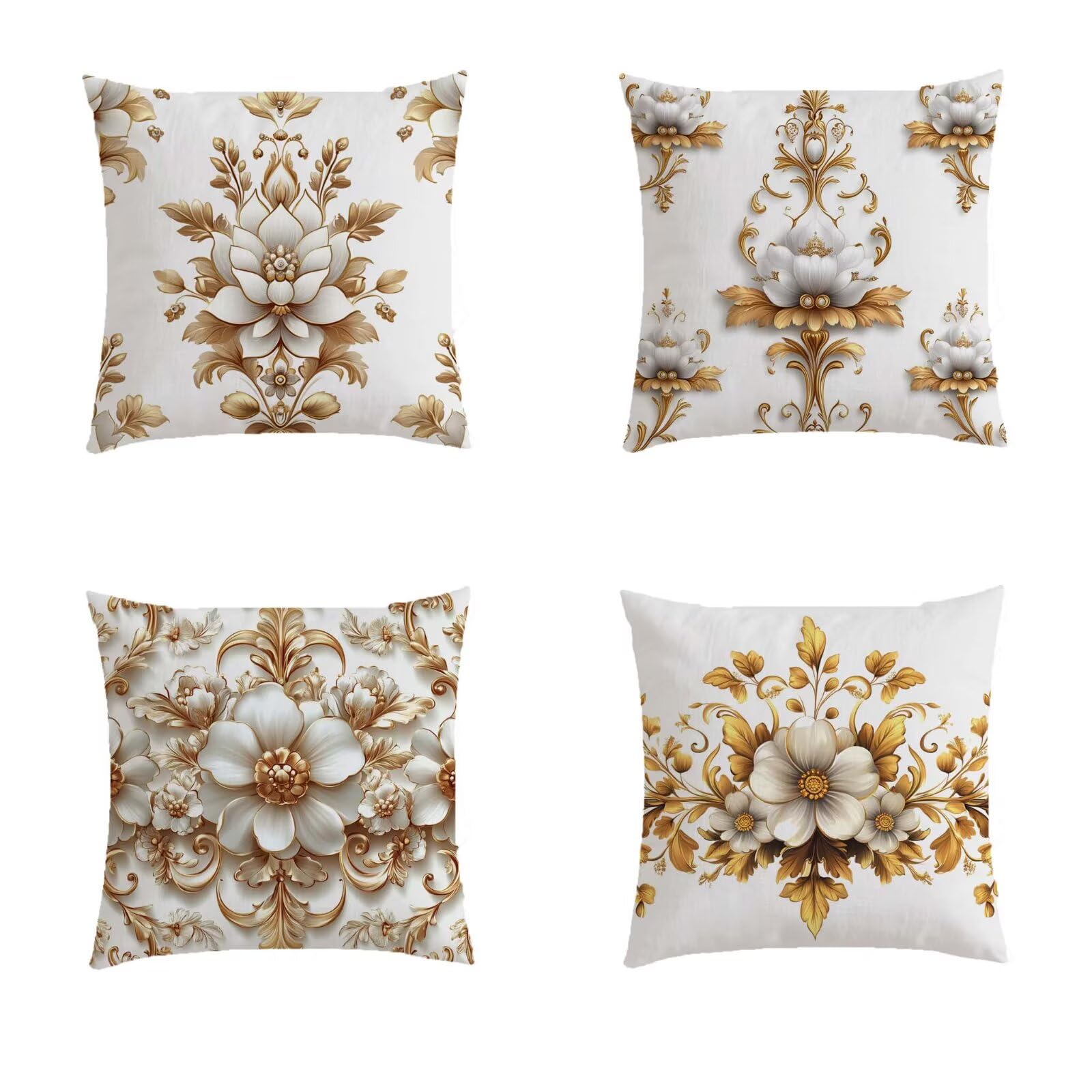 Housse de coussin 80x80cm taie oreiller lin carré grand format imprimé fleur