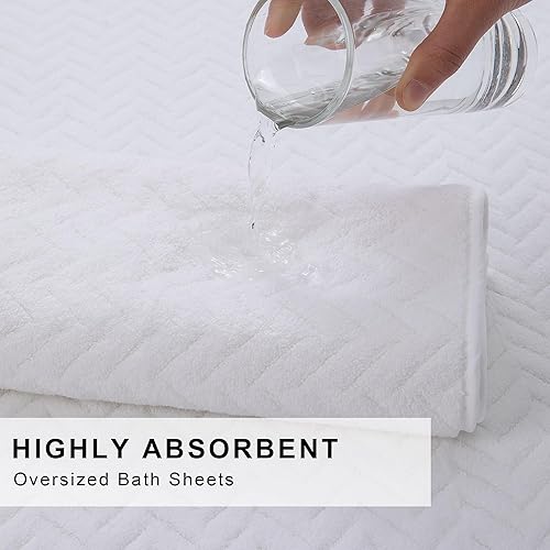 Miniatura 5 de Tigona Juego de 4 toallas de baño, 35 x 70 pulgadas, altamente absorbentes, de secado rápido, toallas de baño grandes de microfibra de gran tamaño,