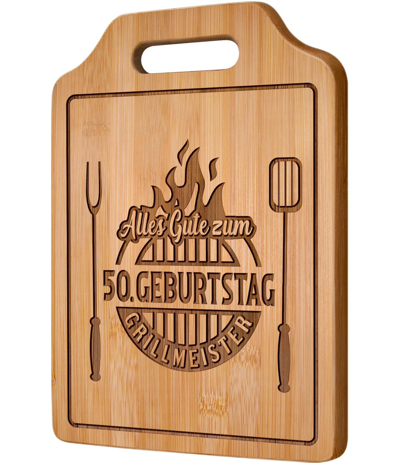Giftasy 50 Geburtstag Mann - Graviertes Bambus Schneidebrett, Geschenke zum 50 Geburtstag Mann