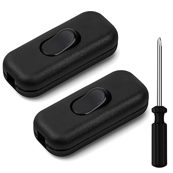 AXFEE Inline Switch 2 Pieces Intermediate Switch Cord Switch Black