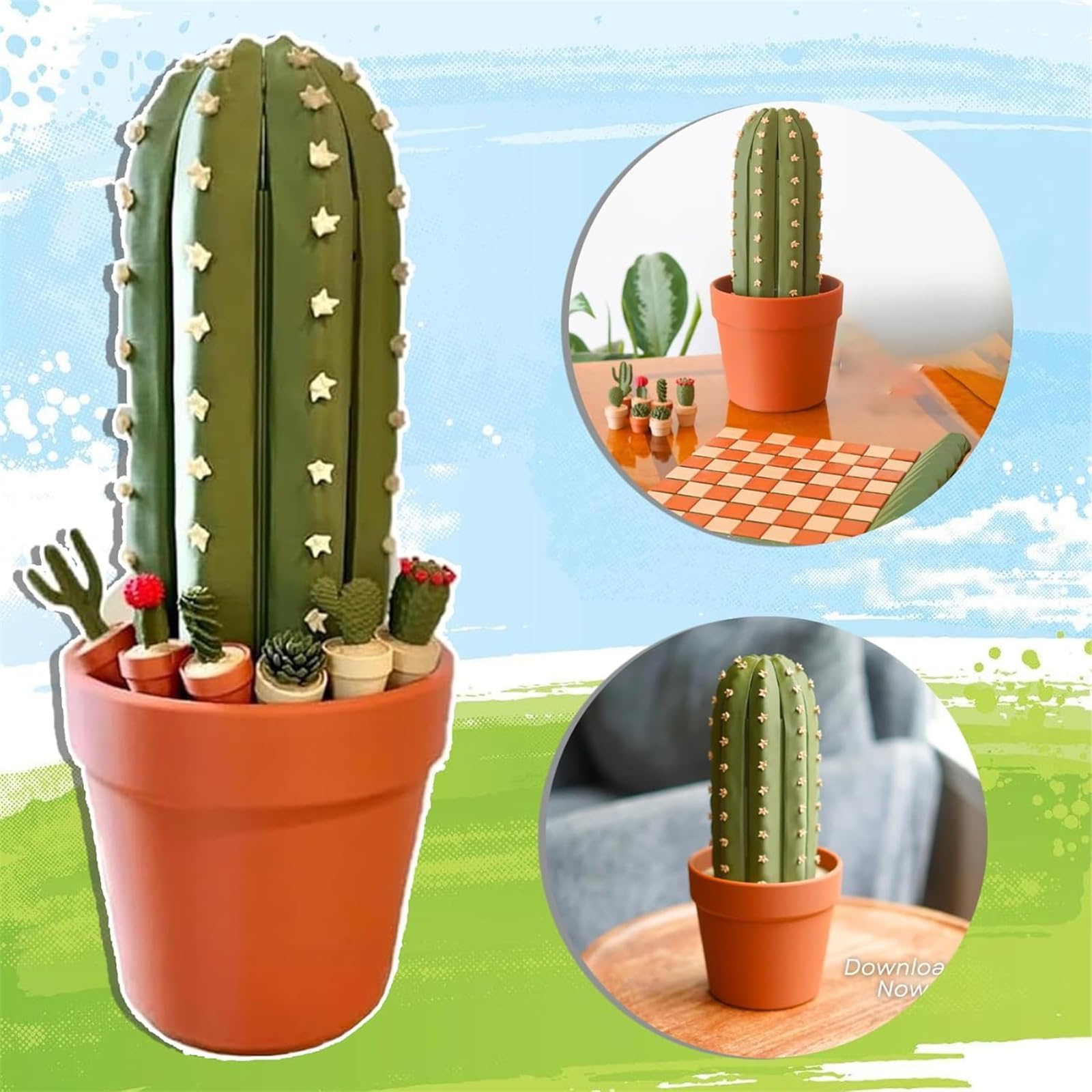 3D Printed 32PCS Cactus Chess Board Set, Magnetisches Kaktus‑Schachspiel, Schachbrett im Sukkulenten‑Design, Geschenk für Kinder und Erwachsene