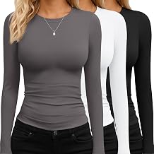 TNNZEET Long Sleeve Shirts for Women Basic Soft Tees Fashion Crop Tops Fall Spring Y2K Tight Clothes for Casual Workout 2026
