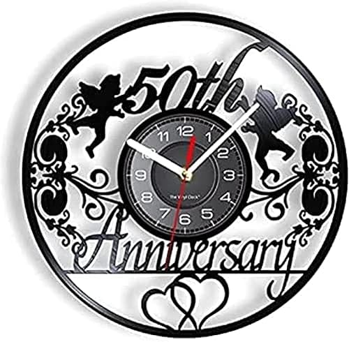 Reloj de pared 50 aniversario Reloj de pared Ángeles Corona Retro Disco de vinilo Reloj de pared 50 años Matrimonio Boda Regalo de Álbum de Música