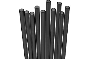 10 Long Black Reusable Straws