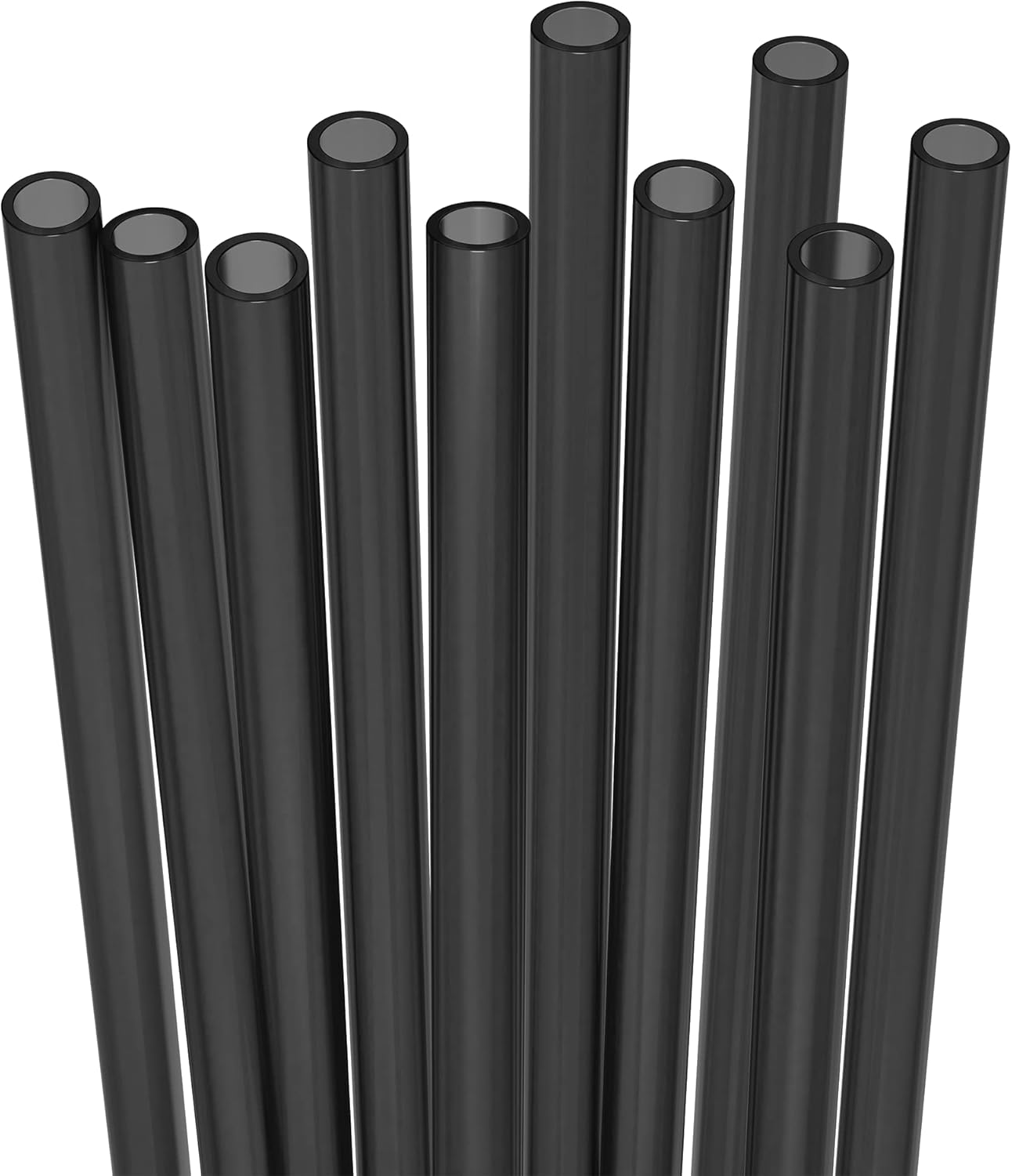 Fiesta First 10 Long Clear Straws - Hard Clear Plastic Reusable Drinking Straws + Sturdy Cleaning Brush - for Tumblers, Mason Jars, Milkshakes and Smoothies - Dishwasher Safe BPA Free