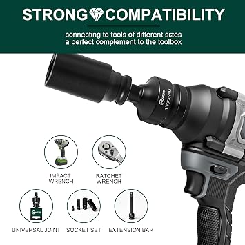 5PCS Swivel Socket Set 1/4-1 Drive, 360° U-Joint for Impact Wrench | Cr-Mo Steel with Spring-Loaded Ball, Heat-Treated, Non-Slip, for Ratchets, Socket Wrenches & Tight Auto Repairs