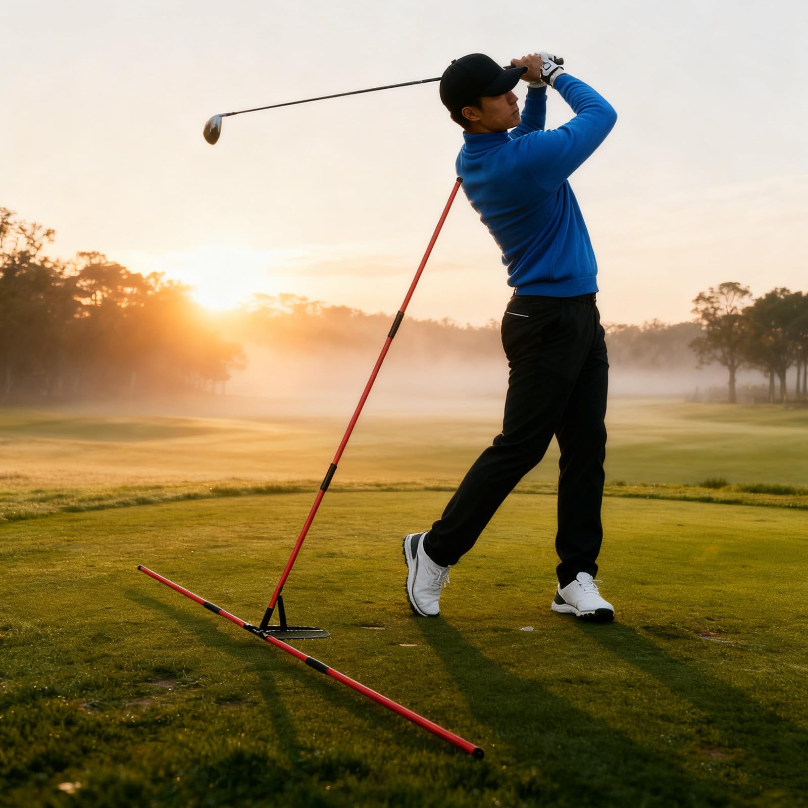 Entrenador de Plano de Swing de Golf con Palos de Alineación Ajustable