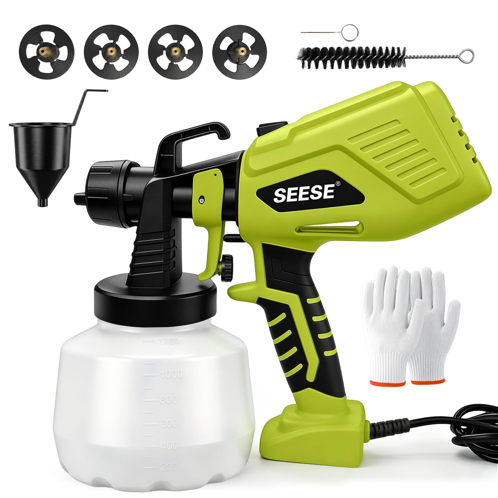 SEESE HVLP Paint Sprayer - 4 Nozzles, 3 Patterns -1