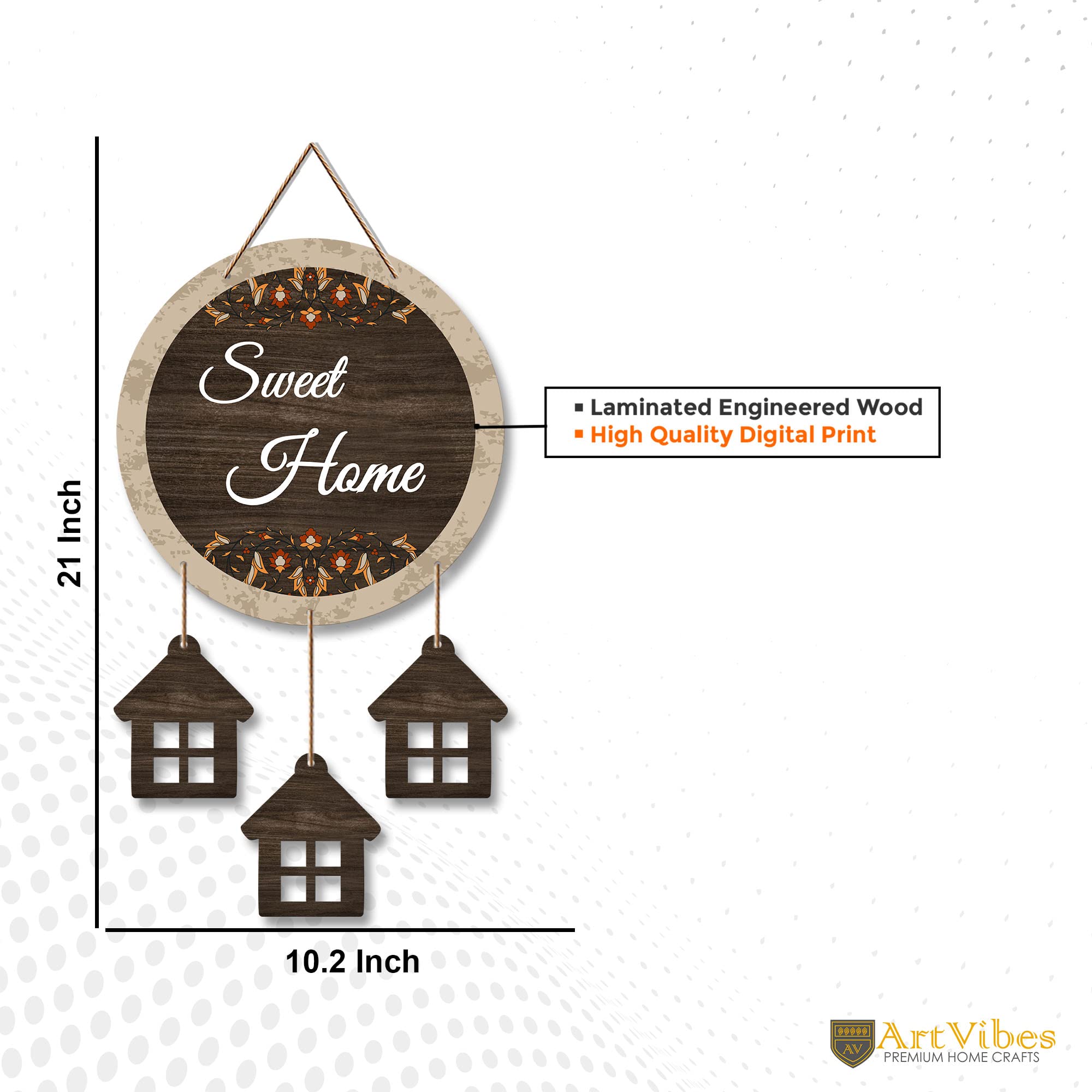 Artvibes Sweet Home Wooden Wall Hangings Decor For Home | Bed Room | Quotes Decor Item | Home Quotes Wall Hanging | Modern Decor Items | Wall Poster | Artworks Hangings | Unique Gift (WH_7209N) 3
