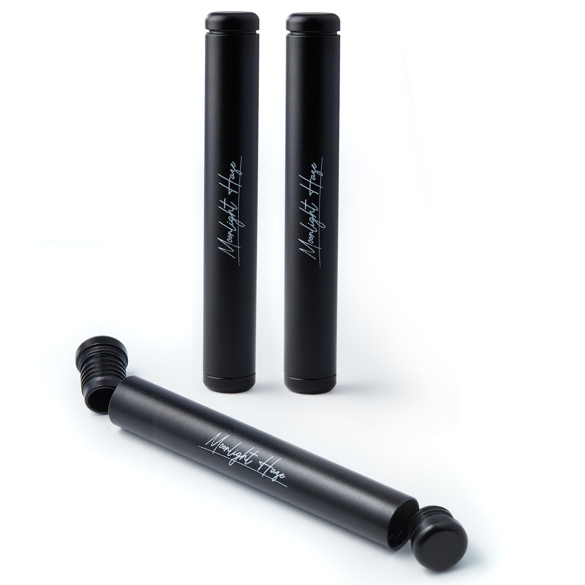 Moonlight Haze 3 Pack Aluminium Doob Tubes – Smell Proof Metal Storage Tubes with Dual Seal Screw Caps – Pocket Size Airtight Container for Travel & Discreet Storage