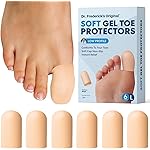 Dr. Frederick\'s Original Soft Gel Toe Protectors for Men & Women - 6 ct - Toe Caps for Foot Pain Relief - Sleeves for Ingrown Toenails, Corns, Calluses, and Blisters - Large - Beige