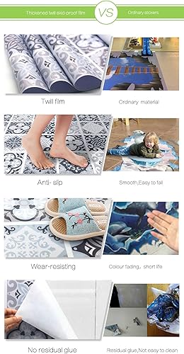 Miniatura 8 de Alwayspon Adhesivo de vinilo antideslizante para piso, impermeable de PVC para loseta en muro, autoadhesivo para despegar y pegar, adhesivo de pared